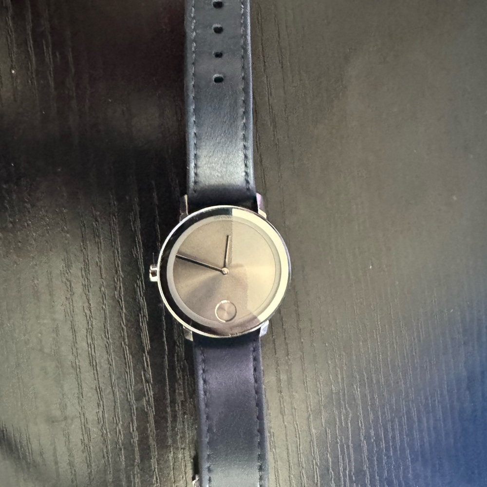Classic Black Analog Watch with Leather Strap
